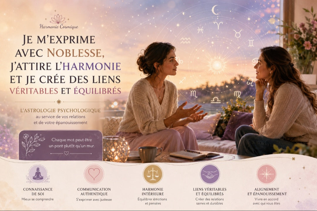 Je m'exprime avec noblesse, j'attire l'harmonie et je crée des liens véritables et équilibrés